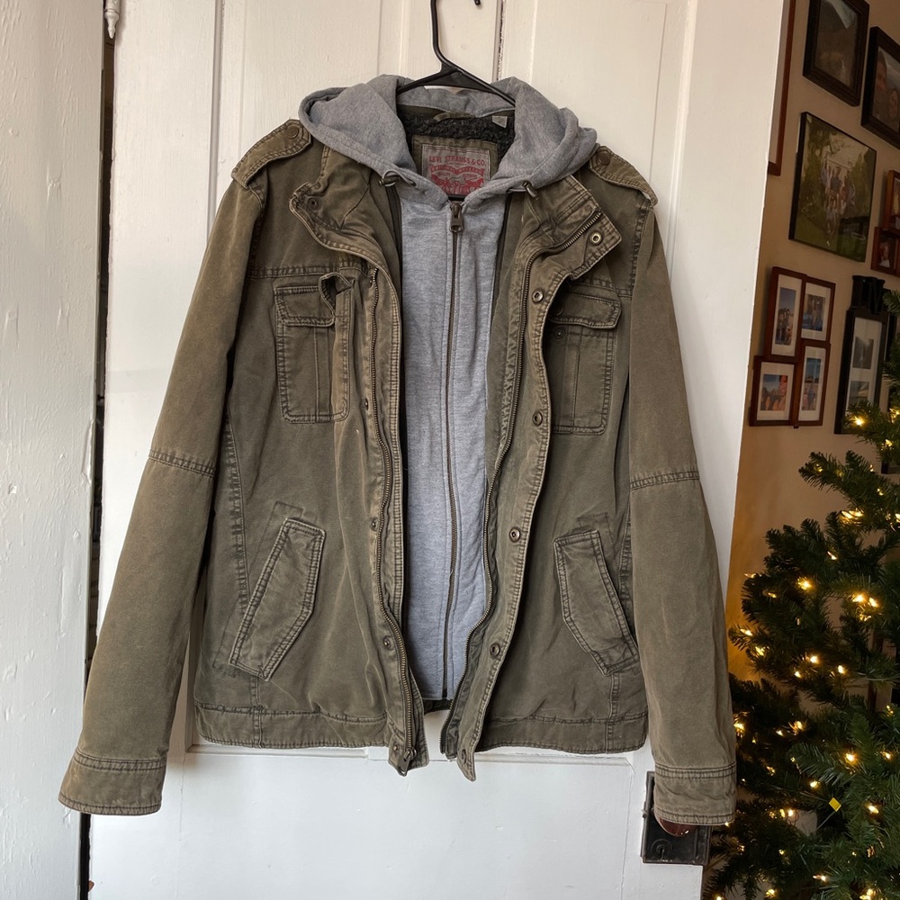 Women's Khaki Military Field Jacket with Hoodie